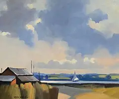 Sail Boat on the River Shannon by John Skelton Snr, oil on canvas board, sold Feb 2026