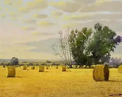 Padraig Lynch Irish, The Harvest is Over, 1992, oil on canvas board