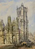 Thomas Colman Dibdin, Church of Saint-Jacques, Dieppe, watercolour on paper