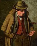Charles Henry Cook, Penny for His Thoughts, oil on panel
