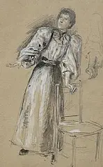 Portrait of a Lady (Second image verso) by John Butler Yeats, pen and wash on paper, sold Feb 2026