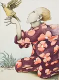 Barry Castle, Boy and Bird, 1992, watercolour on paper