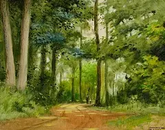 Padraig Lynch Irish, In The Forest, 1992, oil on canvas board