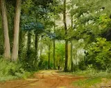 Padraig Lynch Irish, In The Forest, 1992, oil on canvas board