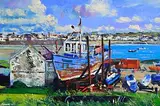 Henry Morgan, The Blue Boat, Kilkee, 2025, oil on canvas