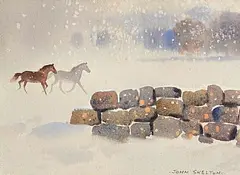 Winter Horses, Co. Dublin by John Skelton Snr, watercolour on paper, sold Feb 2026