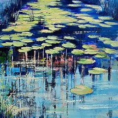 Paula McKinney, The Lily Pond, oil on board