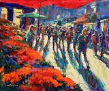 Norman Teeling, Springtime, Grafton Street, oil on board