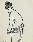 Juan Castilla, The Black Hat, 1961, ink on paper