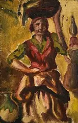 Christy Brown, Market Trader, oil on board