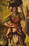 Christy Brown, Market Trader, oil on board