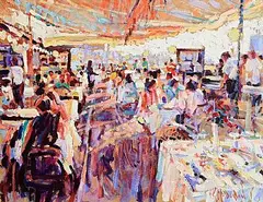 Arthur K. Maderson, Dinner at Sunset, St. Martin, 1995, oil on board
