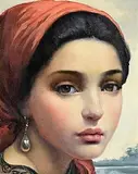 Ken Hamilton, Girl with the Pearl Earring, oil on board