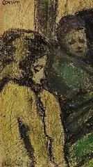 William Conor, Mother and Child, wax crayon on paper
