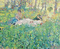 Arthur K. Maderson, Picnic in the Woods, oil on board