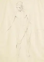 Mainie Jellett, Male Nude Study, pencil and charcoal on paper