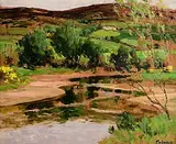 James Humbert Craig, Reflections on the River Dun, oil on board
