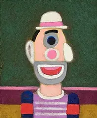 Clown by Jack Donovan, 2004, oil on board, sold Jan 2026