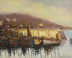 Fishing Boats at Ballycotton by Norman J. McCaig, oil on canvas board, sold Jan 2026