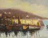 Norman J. McCaig, Fishing Boats at Ballycotton, oil on canvas board