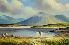 Norman J. McCaig, On Kylemore Lake, Connemara, oil on canvas board