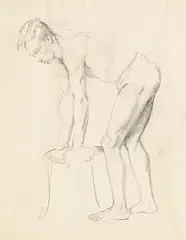 Mainie Jellett, Male Nude, pencil and charcoal on paper