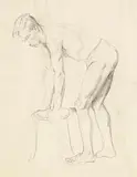 Mainie Jellett, Male Nude, pencil and charcoal on paper