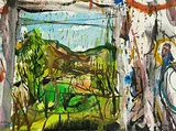Nick Miller, Reflection in Truck with Rain, 2006, mixed media on paper