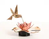 Valentin Bostan, Hummingbird at the Water Lily, bronze on marble base - from an edition of 4