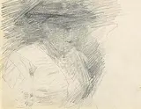 John Butler Yeats, Lady with Monocle, pencil on paper