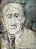 Liam Belton, Portrait of the Poet Austin Clarke, pen, ink, wash and chalk on paper