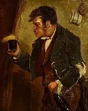 Erskine Nicol, A Bottle of Stout, oil on canvas board