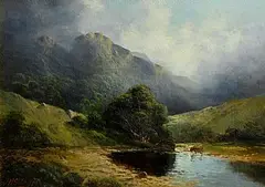 John H. Gibb, View on The River Alm, oil on canvas