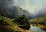 John H. Gibb, View on The River Alm, oil on canvas