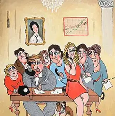 John Schwatschke, Conference Call, oil on canvas