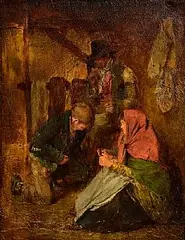Family in an Irish Cabin by Erskine Nicol, 1852, oil on board, sold Jan 2026