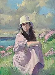 Robert Taylor Carson, Among the Sea Pinks, oil on board