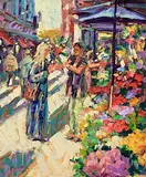 Norman Teeling, Flower Seller, Grafton Street, oil on board