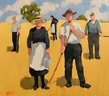 Norman J. Smyth, In The Hayfield, oil on board