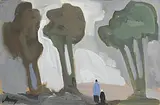 Markey Robinson, Dark Trees, gouache on board