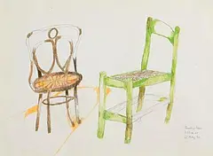 Patrick Hickey, Painting Idea, 2 Chairs, 1990, crayon on paper