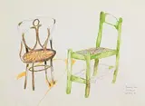 Patrick Hickey, Painting Idea, 2 Chairs, 1990, crayon on paper