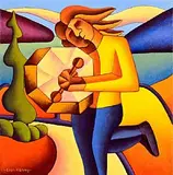 Alan Kenny, Bodhrán Player, acrylic on canvas