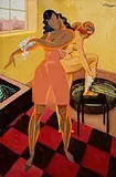 Georges Rayez, La Salle de Bain, oil on board