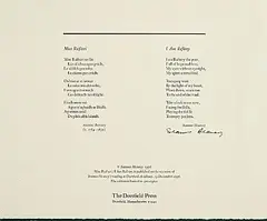 Seamus Heaney, Mise Raifteri/I Am Raftery, broadside - published by The Deerfield Press
