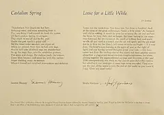 Seamus Heaney, Castalian Spring and Loose for a Little While, broadsheet - from an edition of 150 copies