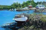 Annemarie Bourke, Boatyard at Old Court, West Cork, oil on canvas