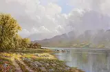 Gerard Marjoram, Cattle Watering, Connemara, oil on canvas