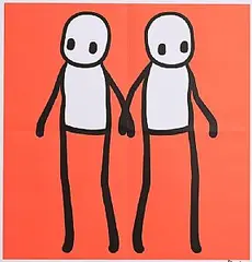 Stik, Holding Hands, lithographic print - published by Hackney Today