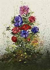 Phyllis del Vecchio, Anemones, watercolour on paper